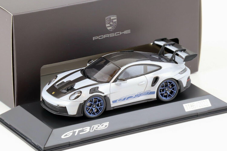 スパーク 1/43 ポルシェ 911 992 GT3 RS 2023 ヴァイザッハパッケージ Spark 1:43 Porsche 911 GT3 RS Type 992 2023 Weissach package Ice Grey Metallic / Indigo Blue Stripes