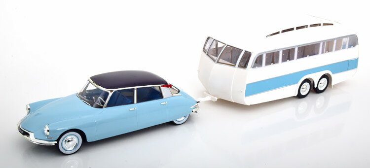 mu 1/18 VgG DS19 wm Lot 1959 Cgu[ /_[Nu[ /zCg JNorev 1:18 Citroen DS19 with Henon Caravan 1959 lightblue darkblue white