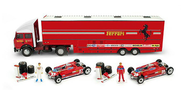 Brumm 1/43 フィアット イヴェコ 190 レース トランスポーターセット フェラーリ 126 CK 1981 付属 ヴィルヌーヴ/ピローニ レッド 50台限定 Brumm 1:43 Fiat Iveco 190 Race transporter set with 2 Ferrari 126 CK 1981 Villeneuve/Pironi red Limited Edition 50 pcs