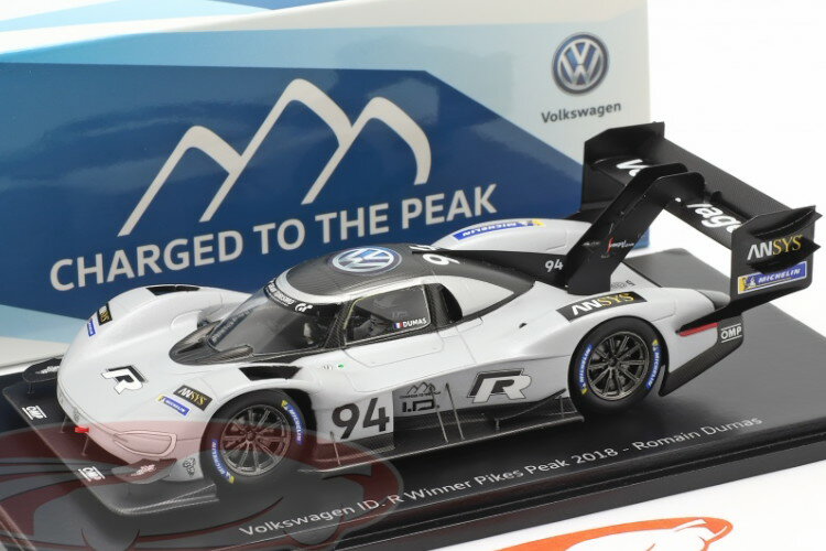 スパーク 1/43 フォルクスワーゲン VW ID. R #94 優勝 パイクスピーク ヒルクライム 2018 ロマン・デュマSpark 1:43 Volkswagen VW ID. R #94 Winner Pikes Peak Hill Climb 2018 Romain Dumas