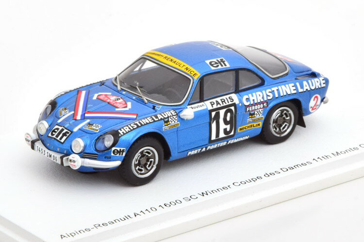 Xp[N 1/43 m[ ApCA110 1600 SC D [EeJ 1976 Spark 1:43 Renault Alpine A110 1600 SC Winner Coupe des Dames Rally Monte Carlo 1976 Mouton Conconi