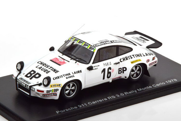 スパーク 1/43 ポルシェ 911 カレラ 3.0 RS 16 ラリー モンテカルロ 1978 Spark 1:43 Porsche 911 Carrera 3.0 RS No 16 Rally Monte Carlo 1978 Beguin Huret