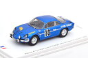 スパーク 1/43 ルノー アルピーヌ A110 優勝 ラリー デ ルート ノール 1969 300台限定Spark 1:43 Renault Alpine A...