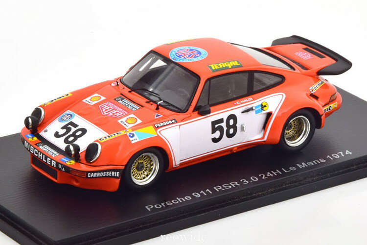スパーク 1/43 ポルシェ 911 RSR #58 ル・マン 24時間 1974Spark 1:43 Porsche 911 RSR No 58 24h Le Mans 1974 Haldi/Fernandez/Seguin