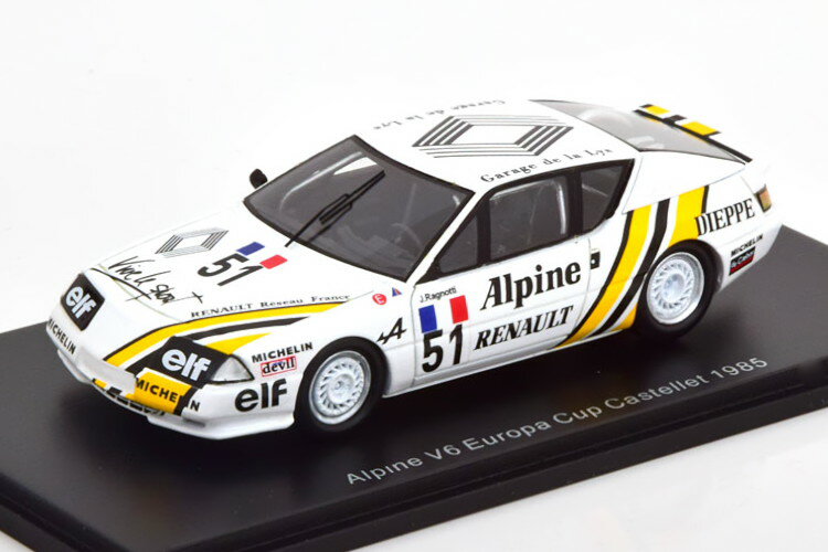 スパーク 1/43 ルノー アルピーヌ V6 #51 ヨーロッパ カップ カステレット 1985 ラニョッティSpark 1:43 Renault Alpine V6 No 51 Europe Cup Castellet 1985 Ragnotti