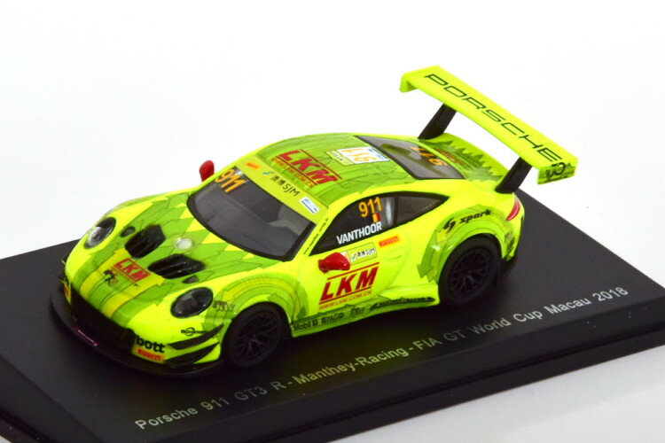 スパーク 1/64 ポルシェ 911 (991) GT3 R ＃911 Fia GT マカオ 2018 VanthoorSPARK 1:64 PORSCHE 911 (991) GT3 R No 911 Fia GT Macau 2018 Vanthoor