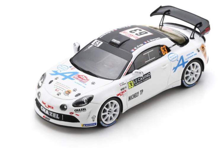 スパーク 1/43 アルピーヌ A110 ラリーRGT #63 ラリーモンテカルロ 2023 Frau, MarquezSpark 1:43 Alpine A110 Rally RGT #63 Rallye Monte Carlo 2023 Frau, Marquez