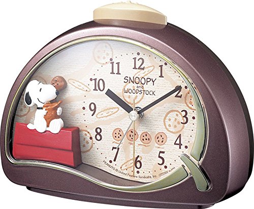 リズム(RHYTHM) スヌーピー (SNOOPY) 目覚まし時計 キャラクター アナログ R506 電子音 アラーム 茶 4SE506MJ09
