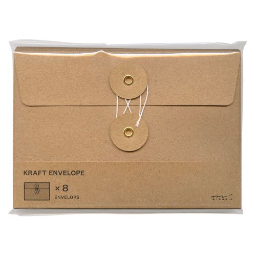 ミドリ 封筒 クラフト エンベロップ 115×170mm 横 紐付 茶 8枚入 85674006 ミドリ 封筒 クラフト エンベロップ 115×170mm 横 紐付 茶 8枚入 85674006