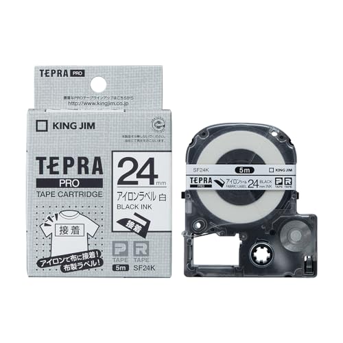 キングジム 【純正】 テプラPROテープカートリッジ アイロンラベル 24mm 白/黒文字 5m SF24K