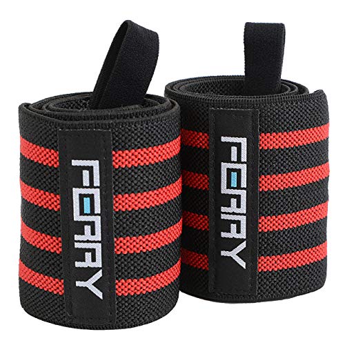 (フェリー) FERRY リストラップ ウエイトトレーニング 手首固定 60cm(2枚組) ブラック/レッド