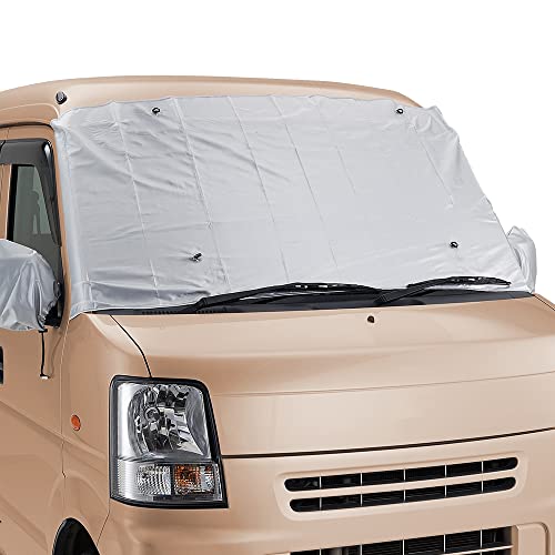 アイメディア(Aimedia) カーフロントカバー 軽自動車用 車サンシェード 防水 雪対策 凍結防止カバー サ..