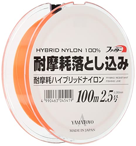 ヤマトヨテグス(YAMATOYO) ナイロンライン 耐摩耗落とし込み 100m 2.5号 10lb フラッシュオレンジ