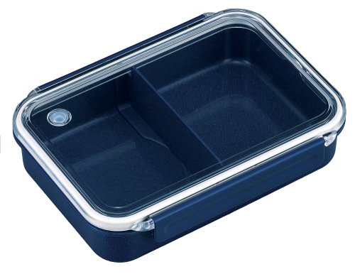 OSK(オーエスケー) 弁当箱 シルバーモード タイトボックス 仕切 吸排気弁付 ブルー 800ml 日本製 電子レンジ対応 おしゃれ シンプル