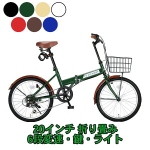 本州 送料無料 20インチ 折りたたみ 自転車 シマノ 6段変速 カギ ライト カゴ アイトン ACE BUDDY 206-5