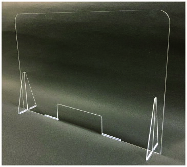 アクリル2mm厚／対面アクリルシールド板、ついたて、仕切り【業務用】下辺窓開口あり【2セット】飛沫防止 ウイルス対策 アクリル板 感染予防 公共施設 病院 クリニック オフィス 受付 コンビニ スーパー