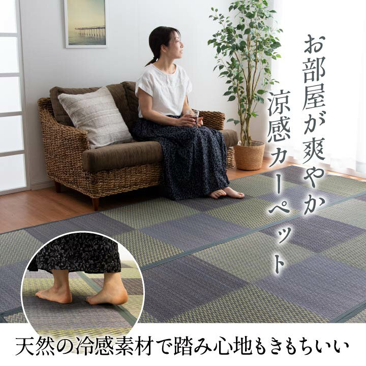 【お得なクーポン配布中!】い草 ラグ 3畳 い草カーペット 夏用 ラグマット おしゃれ い草 花ござ「 DXニューピア 」 団地間3畳 (170×255cm) 上敷き い草ラグ おしゃれ 市松柄 チェック い草カーペット イ草 畳 カバー畳の上に敷くもの 和室 洋室 [3]