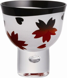 華道家・假屋崎省吾デザイン漆芸ガラスぐい吞み 桜・黒ぼかし《当店オリジナル商品 東北復興支援 桐箱入り マイグラスや記念品、海外向けギフトにも最適≫