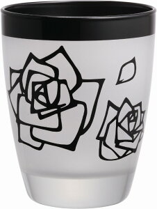 華道家・假屋崎省吾デザイン漆芸ガラスフリーグラス バラ・黒《当店オリジナル商品 東北復興支援 桐箱入り マイグラスや記念品、海外向けギフトにも最適≫
