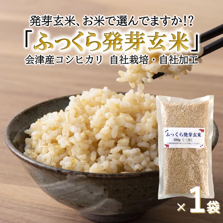 食べやすい発芽玄米 ふっくら発芽玄米二合パック レビューで200円クーポン300g コシヒカリ お試し特価 無洗米 会津産 GABA ギャバ 白米モードで炊ける 送料無料 保存食 非常食 健康 ポイント消化 食物繊維 カルシウム