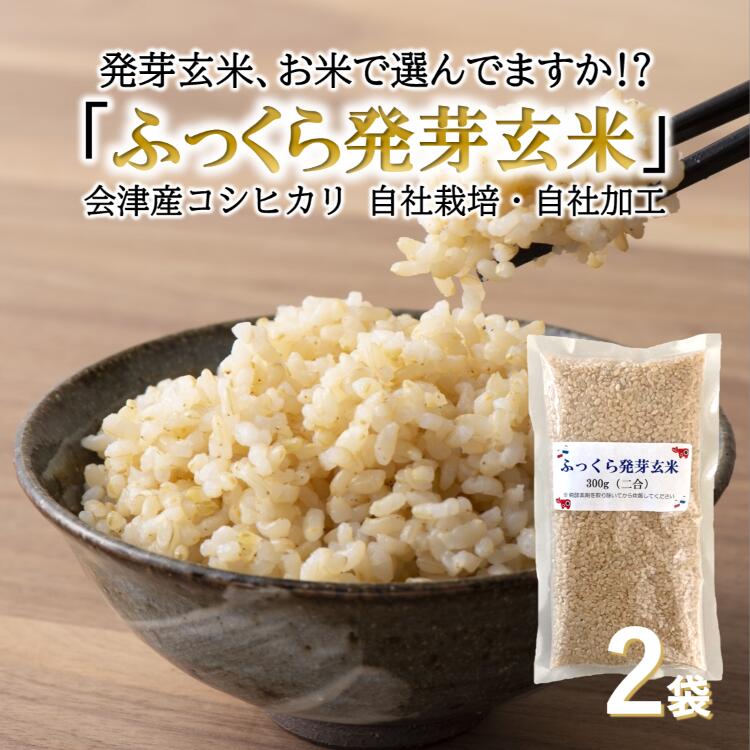 ポイント15倍 食べやすい発芽玄米 ふっくら発芽玄米 【レビューで200円クーポンプレゼント】 300g×2パック コシヒカリ 無洗米 会津産 GABA ギャバ 白米モードで炊ける 送料無料 保存食 非常食 健康 ポイント消化 食物繊維 カルシウム