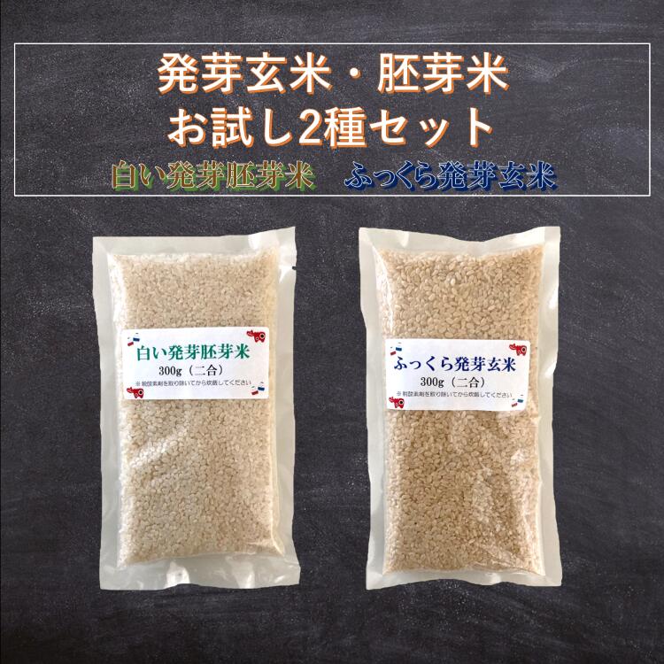 白い発芽胚芽米 ふっくら発芽玄米 2合パック各1袋 お試し2種セット【レビューで200円クーポンプレゼント】300g×2 コシヒカリ お試し特価 会津産 100...