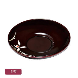 溜 4.0 上だるま茶托 一輪花 5客 セット 木粉と樹脂の成形品 カシュー塗装 会津漆器【21-45-8】