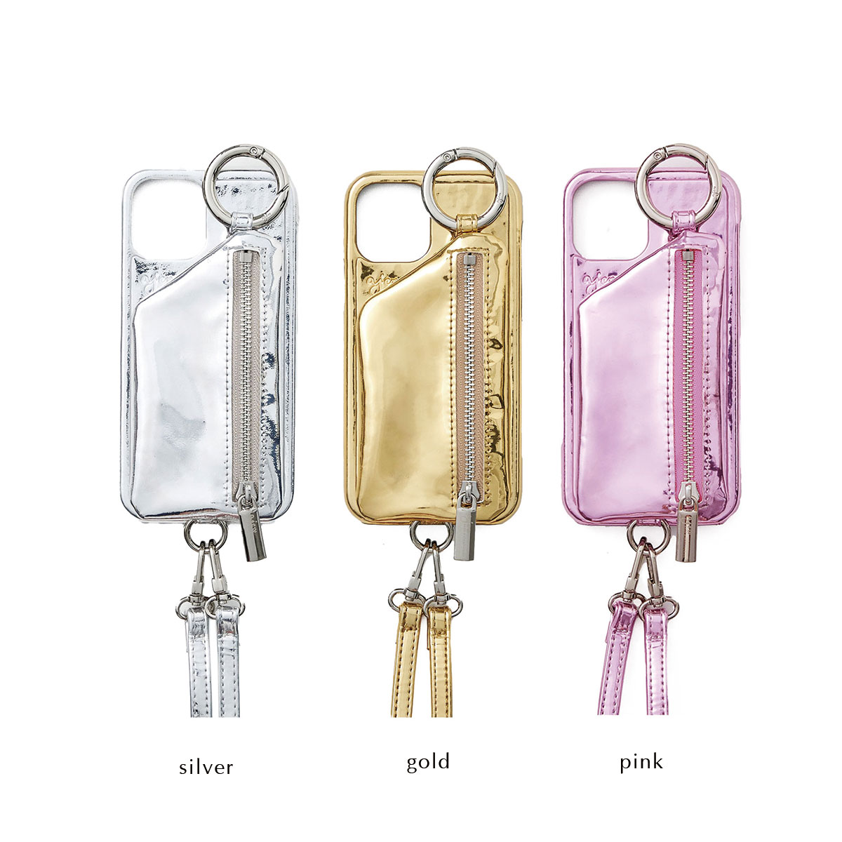 【iPhone case】ajew HOLIDAY glow cadenas zipphone case shoulderエジュー スマホケース iPhoneケース 携帯ケース 紐付き メタリックのサムネイル