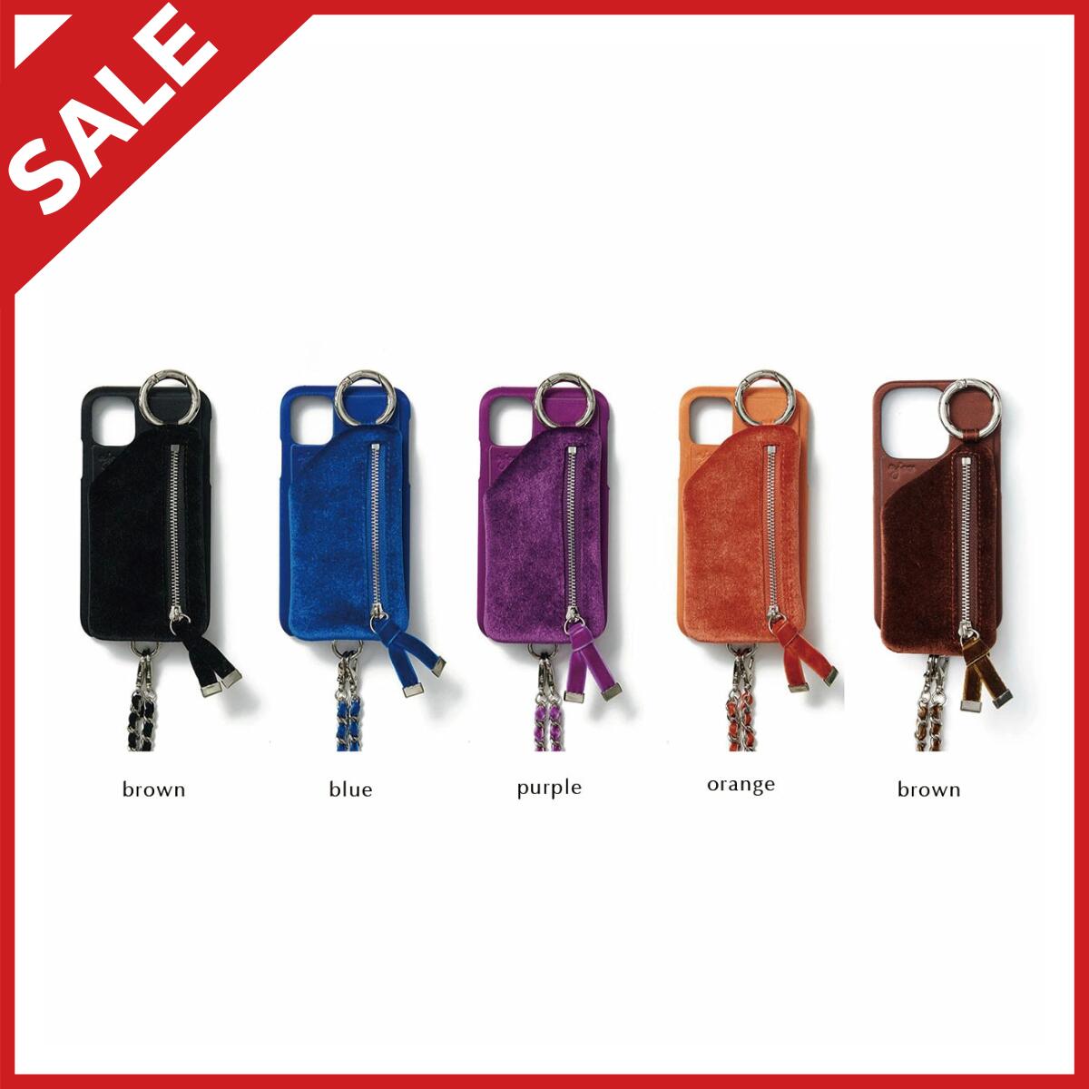 【iPhone case】ajew dress case shoulderエジュー スマホケース iPhoneケース 携帯ケース 紐付き　ベロアのサムネイル