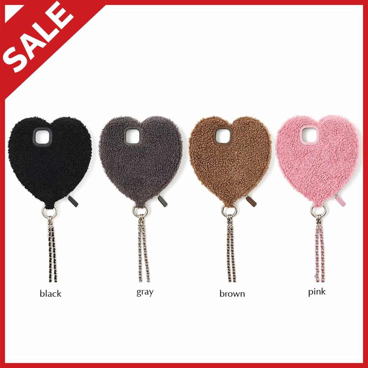 【iPhone case】ajew fluffy dress HEART case shoulderr エジュー スマホケース iPhoneケース 携帯ケース 紐付きのサムネイル