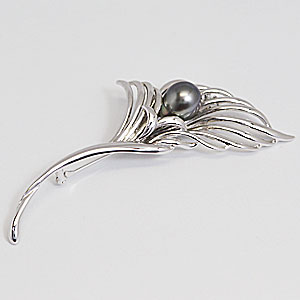 半額■シルバー【ブラックパールブローチ】TA-129　[代引不可]【楽ギフ_包装選択】