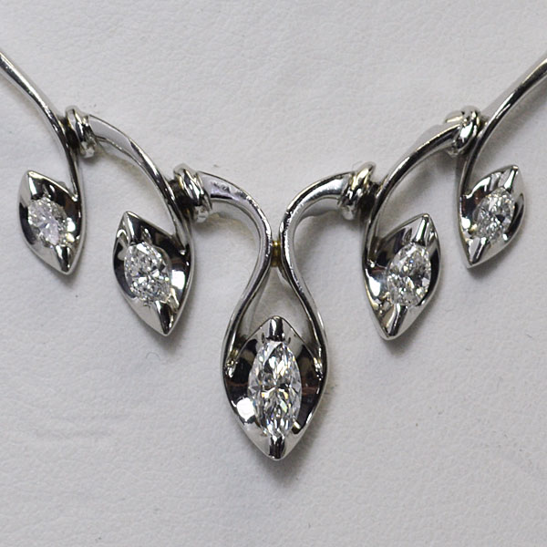 ●半額 日本製【PT950 ダイヤモンド ネックレス】天然ダイヤモンド プラチナ マーキズブリリアントカット 0.72ct カラット 刻印 鑑別書 入園 卒園 入学 卒業 お祝い お呼ばれ ゴージャス 豪華 M2-687【楽ギフ_包装選択】