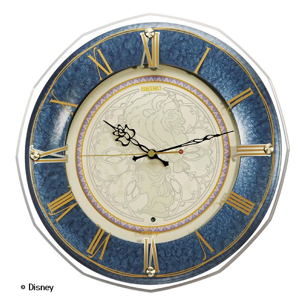■SEIKO セイコー 電波掛時計【Disney 大人ディズニー 美女と野獣】キャラクター 木枠 スイープ秒針 連続秒針 掛け時計 電波クロック おしゃれ シック リビング 寝室 子供部屋 記念日 お祝い ギフト 濃青マーブル模様 FS516L【楽ギフ_包装選択】 [2]