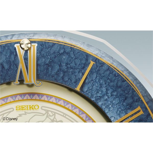 ■SEIKO セイコー 電波掛時計【Disney 大人ディズニー 美女と野獣】キャラクター 木枠 スイープ秒針 連続秒針 掛け時計 電波クロック おしゃれ シック リビング 寝室 子供部屋 記念日 お祝い ギフト 濃青マーブル模様 FS516L【楽ギフ_包装選択】 [3]