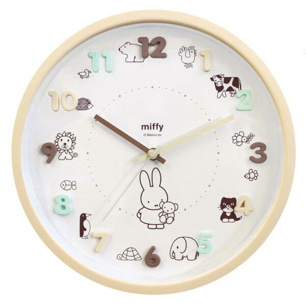 ミッフィー miffy【キャラクター アイコンウォールクロック 掛時計】掛け時計 かわいい おしゃれ 寝室 子供部屋 記念日 お祝い ギフト シンプル　ラインアート　モカ　2926-233　[後払不可]【楽ギフ_包装選択】. プラスト ティーズファクトリーのサムネイル