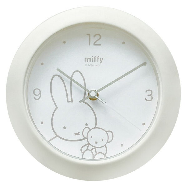 ■ミッフィー　miffyかわいい　おしゃれ　シンプル　ナチュラル　連続秒針　ギフト　アイボリー　5253-667/MF-5520442IV . プラスト ティーズファクトリー