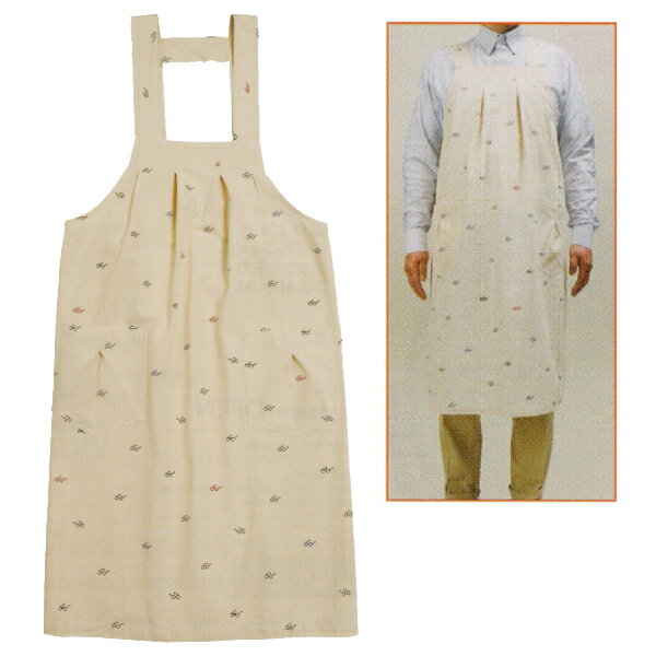 【ロングエプロン イロイロメガネ】メガネ柄 ロング丈 綿 かわいい キッチン雑貨 キッチンファブリック..