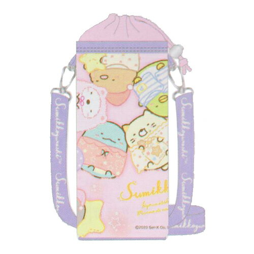 ■プラスト　ティーズファクトリー■すみっコぐらし【ペットボトルカバー　ボトルケース　ボトルホルダー　ランチ　保冷　保温】いっしょにおとまり会　ピンク　1907-026　[後払不可]【楽ギフ_包装選択】.のサムネイル