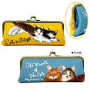 ●Manhattaner's マンハッタナーズ【がま口ケース メガネケース ペア猫模様】眼鏡ケース セミハードケース 小物入れ ポーチ かわいい おしゃれ 猫 ...