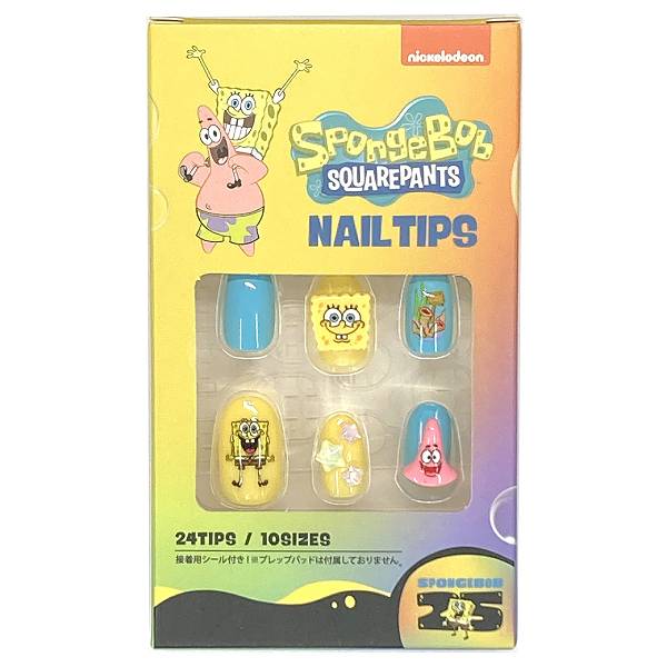 ■スポンジボブ【ネイルチップ 24枚入り】キャラパーツ 立体 ダイカット イラスト かわいい おしゃれ キ..
