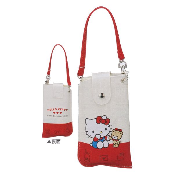 サンリオキャラクターズ SANRIO【バッグにつけられる フラットメガネケース】眼鏡ケース セミハードケース ストラップ式 保護材付き ポーチ かわいい レトロ ハローキティ キティちゃん 093048【楽ギフ_包装選択】パール