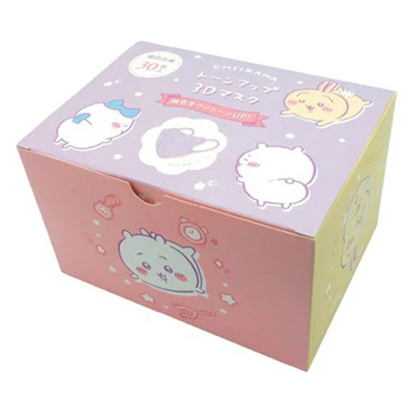 ■ちいかわ【トーンアップ3Dマスク　30枚入】不織布マスク　立体型　大人用　レギュラーサイズ　ラベンダーカラ―　個包装　使い捨て　キャラクター　かわいい　ハチワレ　うさぎ　5302116[後払不可]【ギフト不可】.プラストのサムネイル