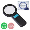 ■LEDライト付 ルーペ【プラルーペ 拡大鏡】手持ちタイプ ハンドルーペ プラスチック 電池式 径70mm 倍率2.5倍 シンプル 見やすい シニア 敬老 敬老...