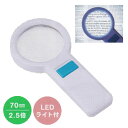 ■LEDライト付 ルーペ【プラルーペ 拡大鏡】手持ちタイプ ハンドルーペ プラスチック 電池式 径70mm 倍率2.5倍 シンプル 見やすい シニア 敬老 敬老...