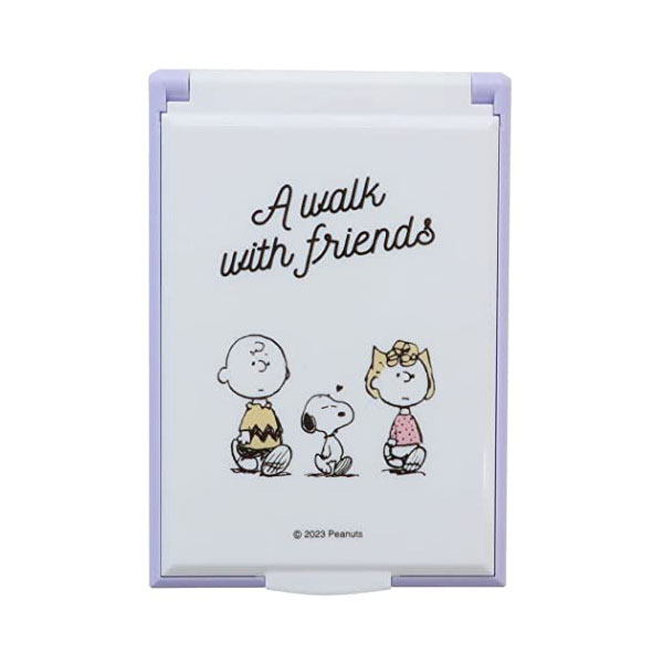 ■スヌーピー SNOOPY PEANUTS キャラクター【カードミラーS コンパクトミラー】手鏡 ミニミラー かわいい おしゃれ 持ち運び スリム 薄型 キッズ ティーン 小学生 中学生 高校生 ギフト A WALK WHIT FRIENDS 880244/KM-302624 【楽ギフ_包装選択】 パール カミオ