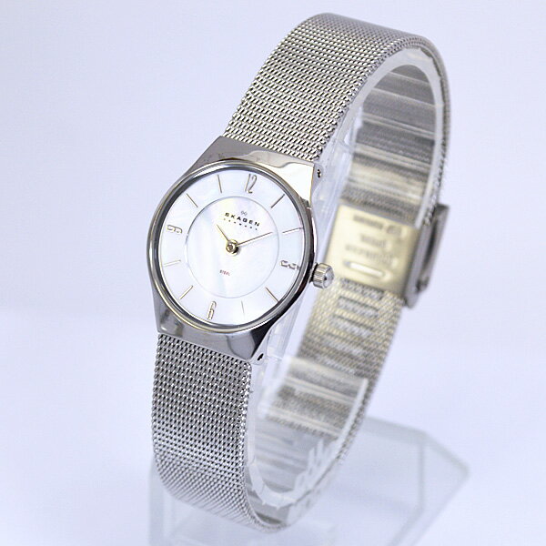 ●[#大特価 #在庫あり #現品限り！ ] #スカーゲン #SKAGEN #ウォッチ #腕時計 #ステンレススチール #アナログ #クオーツ #3気圧防水 #ミネラルガラス #レディース #メッシュバンド #ダブルロック #ホワイトシェル #白蝶貝 #デンマーク #スリム 233XSSS【楽ギフ_包装選択】