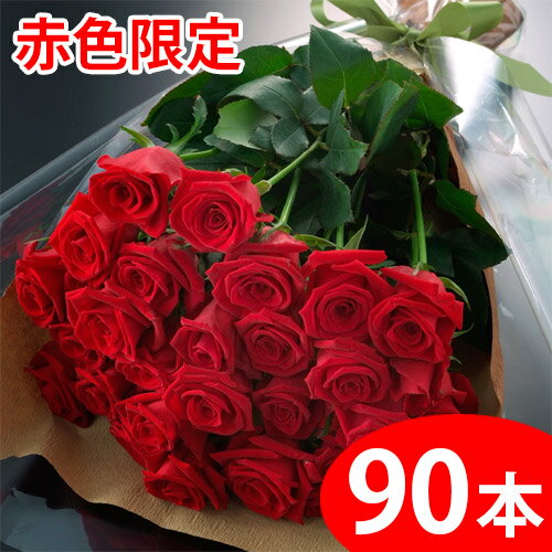 【送料無料】赤いバラの花束ギフト90本