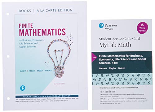 【中古】【未使用 未開封品】Finite Mathematics for Business, Economics, Life Sciences and Social Sciences Loose Leaf Edition Plus MyLab Math with Pearson eText - 1