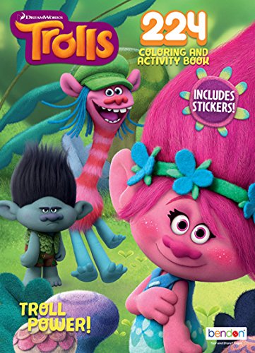 Bendon Dreamworksのトロールパワー。 224ページの塗り絵&アクティビティブック 30枚以上のステッカー付き