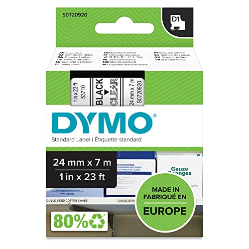 š̤ۡѡ̤ʡD1 Standard Tape Cartridge for Dymo Label Makers, 1in x 23ft, Black on Clear [¹͢]